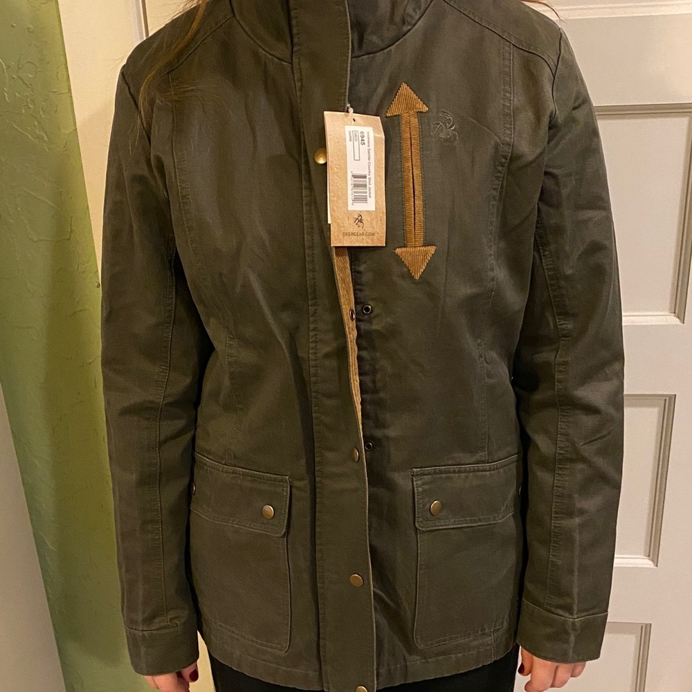 Legendary Whitetails Olive “Saddle Country Shirt Jacket” with Plaid Red Lining